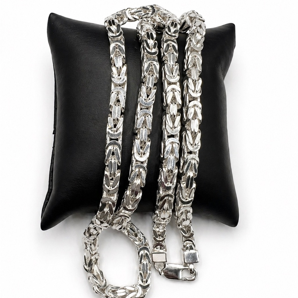 925 Sterling Silver Byzantine Chain Men’s Necklace Size 26”